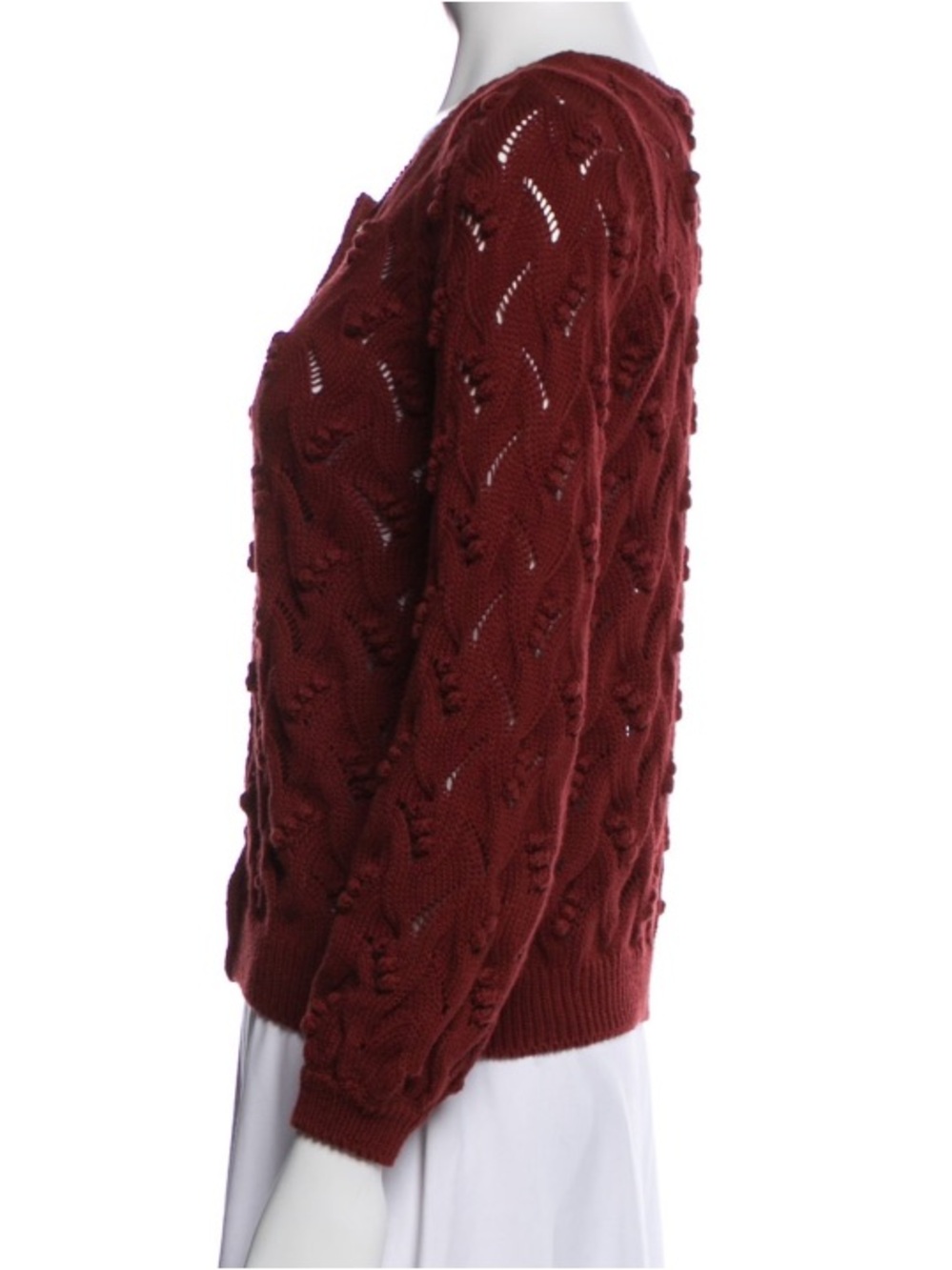Sézane • Marthe Cardigan 100% Cotton CHESTNUT Bobble Knit RARE XS - Picture 4 of 6